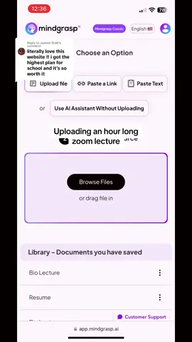 Replying to @Jasmin Shah  works otp too, its compatible with mp4, mp3, youtube links, pdfs, images, powerpoints, docx, pdf links and article / website links! #aitools #mindgrasp 