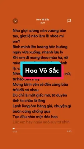 Hoa Vô Sắc🥀#lyric #music #fyp #viral #trendingsong #thinhhanh #xuhuong #tramy776 #my_licee🍀 