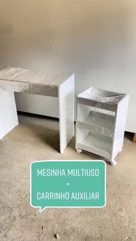Mesinha multiuso + carrinho auxiliar multiuso! São 100% MDF de alta qualidade!#moveis #esmalteria #mdf #nails #escrivaninha #escritorio #quarto #mesinha 