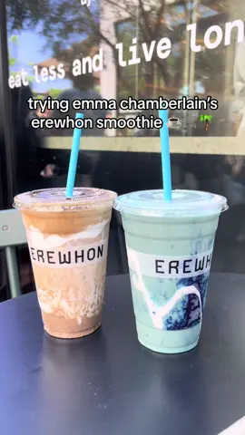 we tried it so u dont have to 😎  emma’s cold brew smoothie: 6/10  coconut dream smoothie: 8/10 buffalo califlower: 10/10 sushi sandwich: 8.5 & 9/10  #erewhonsmoothie #erewhonreviews #emmachamberlain #chamberlaincoffee #erewhonsushisandwhich #erewhon  