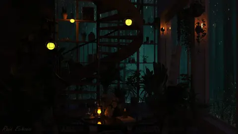 The Tranquility of Rainfall🌧️: Shelter from the Rain forest under an old reading Café at mid night ✨ #rain #rainambience #raintosleep #rainsoundsforsleeping #rainsounds #rainsoundsasmr #rainsound