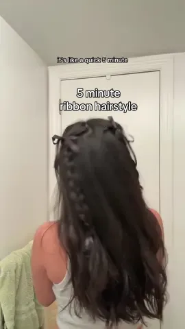 and the ribbons stay in alllll day 🎀😌 #easyhairstyles #quickhairstyle #cutehairstyles #ribbonhair #ribbonhairstyle #braidedhairstyle 
