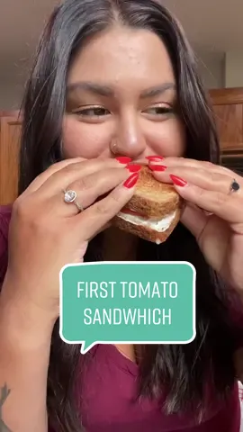 The first tomato sandwhich of the season!!! Queue all of the tomato sandwhich controversy 😂 do you eat yours toasted or untoasted? Yes i used wheat bread! Fiber is important. Dukes mayo or hellmans? BLT or just plain tomato? This is personally my favorite way and its always how I use my very first tomato from the garden 🍅 #gardentok #tomatosandwich #gardenharvest #tomatotok #growyourownfood #backyardgarden 
