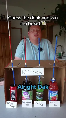 Dak attempts to guess random drinks for a bread prize #tastetest #guessinggame #challenge 