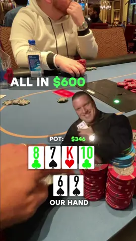 I have 69😂 our opponent goes ALL-IN on the turn. I CALL! #poker #gamble #casino #pokertok 