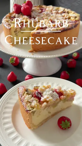 Rhubarb-Strawberry Cheesecake Recipe 🍓🍰 If you’re in the mood for a delicious treat, how about a Rhubarb-Strawberry Cheesecake? This cake combines juicy rhubarb and sweet strawberries with a delicious cheesecake filling. 🍰 Ingredients: 🥛 For the Crust: - 350 g all-purpose flour (Type 405) - 200 g butter - 100 g sugar - 1 egg - 8 g vanilla sugar - 1 pinch of salt 🍰 For the Filling: - 750 g well-drained quark ,  preferably with 20% fat content - 4 medium-sized eggs - 160 g sugar - 1 teaspoon vanilla extract - 100 g melted butter - 150 ml cream (liquid) - 1 tablespoon cornstarch - 1 tablespoon sour cream - 1 heaping teaspoon flour 🍓 For Topping: - 400 - 500 g rhubarb - 2 handfuls of strawberries 👩🏻‍🍳 Preparation: Preheat the oven to 180 degrees Celsius (fan-forced) and line a 26 cm springform pan with parchment paper. For the Crust: In a bowl, combine the flour, butter, sugar, egg, vanilla sugar, and pinch of salt. Knead the ingredients together to form a dough. Divide the dough into 3 parts. Use the largest part for the bottom crust, the medium-sized part for the sides of the springform pan, and the smallest part for the crumble topping later. Press the dough evenly into the bottom and sides of the prepared springform pan. Place the pan in the refrigerator. 🥛 For the Filling: In a large bowl, thoroughly mix together the well-drained quark, eggs, sugar, vanilla extract, melted butter, whipped cream, cornstarch, sour cream, and flour until a smooth mixture forms. Pour the filling carefully onto the crust in the springform pan and smooth it out. For the Decoration: Wash, peel, and cut the rhubarb into small pieces. Wash the strawberries, slice them, and let them drain well. Evenly distribute the rhubarb pieces and strawberry slices on top of the cheesecake filling. Use the remaining dough as crumble topping to sprinkle over the cake. Bake the cake in the preheated oven for 60-65 minutes, until the filling is set and the cake is golden brown. Make sure it is completely cooled before removing it from the springform pan. Chill in the refrigerator for several hours before serving. Enjoy! 👩🏻‍🍳