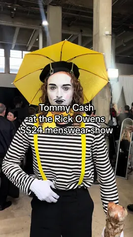 Mimes are essential to French culture—and the #RickOwens front row.  #ssense #parisfashionweek #tommycash 