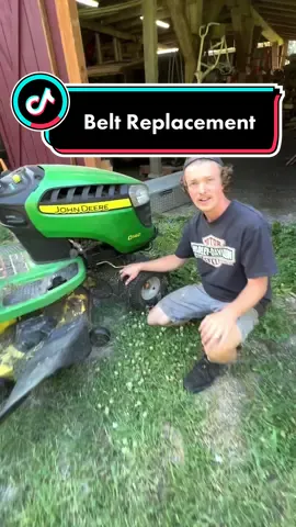 Time to replace the old belt with a new snakeskin belt. #mower #maintenance #johndeere 