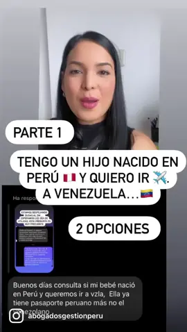 Tienes un hijo nacido en Perú y quieres ir a Venezuela? Acá te dejamos las maneras de hacerlo…  Para despejar tus dudas, contáctanos, estaremos felices de atenderte. #abogadosgestionperu  #nacionalidadperuana  #nacionalidadperuana🇵🇪❤️  #visaparaperuanos  #salvoconductovenezolano  #pasaportevenezolano🇻🇪 