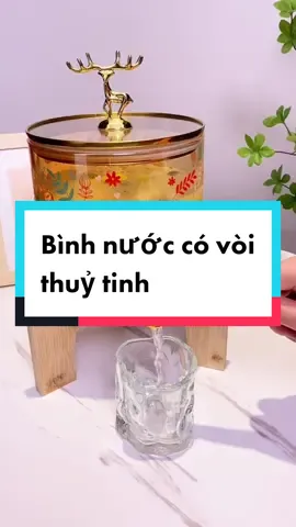 Bình đựng nước có vòi bằng thuỷ tinh nắp hươu. Kèm theo chân gỗ. Để nước lọc, trà, nước trái cây,… dung tích 3.5lit #binhnuoccovoi #binhnuocthuytinhcovoi #binhnuoccovoidetulanh #giadung #nobimart #dcgr 