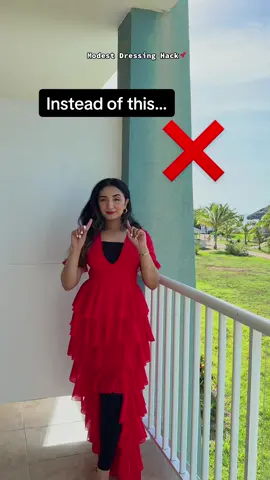 Modest Dressing Hack📌  You find a super cute dress but can’t buy it because the neck is too low or it has a front slit? Well, not anymore! Try this styling hack instead🤗  P.S. - dress is from @prettylittlething  linked in my BIO! #modestfashion #modestoutfits #modestsummeroutfit #stylinghacks #summeroutfits 