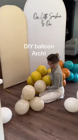 how i DIYd a “professional” looking balloon arch! 💛🧡 Everything i used is 🔗 thru my bi-oh on my ltk! 🫶🏼 it was almost a dud but the air compressor saved the day 😅🫣🎉 #partydiy #balloonarchtutorial #balloondiy #backdropdiy #MomsofTikTok #momtok 