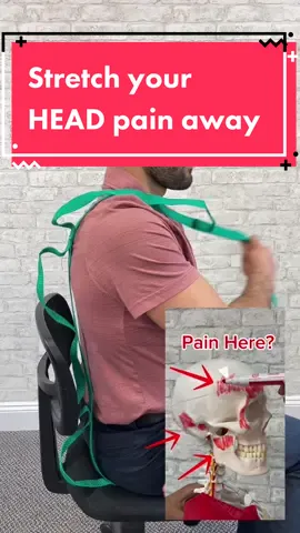 re you experiencing pain along the jaw, side of neck or face?  Well the SCM sternocleidomastoid, can refer pain to this entire region.  Here is an exercise we love, using a stretch strap.  Give it a shot! #headacherelief #tmjtreatment #jawpain #discbulge #neckpainrelief 