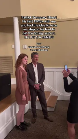 Replying to @A L L I E ⚡️ 💞 🫶🏻   We had filmed it through once and the timing is difficult, so I replayed the audio for him and he said “Ya know, how about you just step on my foot when I should say it, and I’ll say it.” So I STEPPED ON HIS FOOT HAHA. We just had fun with it! He was kind, charming and very professional. This was at the “In Good Taste” event to raise funds for the Dempsey Center. Go follow them and donate to this wonderful cause.  Thank you @Trampoline Design for the amazing opportunity to be in attendance of this event.  Thank you for your time, Patrick! ❤️ #dempseycenter #patrickdempsey 