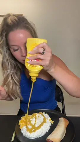 Warmed cottage cheese, eggs and mustard. Crunchwrap supreme on the side. #dinner #weightloss #eatdinnerwithme #mustard #applesausage #veggieswithmustard #asmr #crunchy #crunchylunch #healthyrecipes #healthylifestyle #chickensausage #applechickensausage #mukbang-#heartsofpalm #withmustardd #tiffanyplate