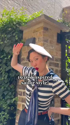 1930s inspired sailor outfit perfect for the summer!! @Weekend Doll #vintage #vintagevibes #vintagefashion #1930s #1930sfashion #vintagemakeup #vintagesummer #vintagehair #aesthetic #fyp 