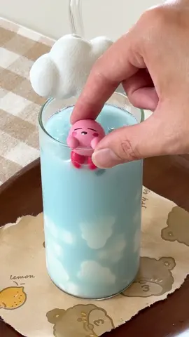 let’s make a cloud jelly drink ☁️ #kirby #almondjelly #milktea 