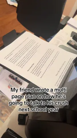 my friend wrote a multi page plan to talk to his crush. #crush #rizz #crazy #viral 