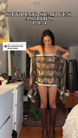 Replying to @Skylar Erna its giving quick lil tube dress (u can also snatch at the waist with another pin) 🎀 #fyp #scarftoptutorial 