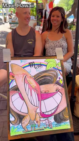 Thank you for getting your Maui Caricature! 💓🌈 #maui #caricature #art #lahaina #hawaii #fyp 