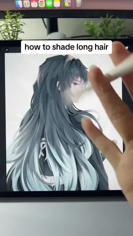 how to shade long hair tutorial woo #digitalart #drawing #animeart #artprocess art hair drawing tutorial