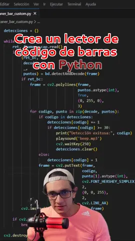 Crea un lector de código de barras con python. #python #programacion #aprendepython #opencv #computervision 