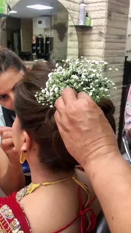 Bridal Bun 😍🥰 #makeup #makeuplook #smile #beautiful #ardenthebeautypoint🥰 #nepalitiktok♥️ #fypシ゚viral #keeploving #newvideo #bun #bridalhairstyle #bridalhair #gypsy #flower 