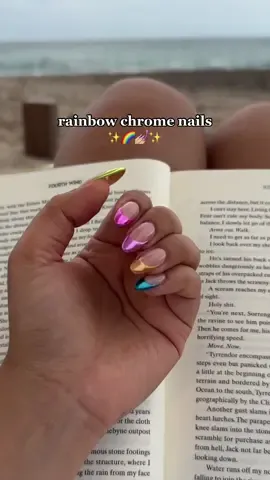 baby hello 🔥 rainbow chrome nails are the perfect summer nails ☀️🌈✨ ready for more summer nail inspo 💅🏼 #diynails #gelxnails #rainbowchrome #chromenails #summernails #summernailinspo2023 