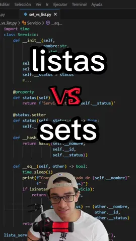 Ejemplo práctico del funcionamiento de los sets en python. #python #programacion #programacionorientadaaobjetos #aprendepython #aprendeprogramacion 