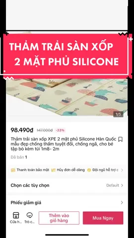 Thảm trải sàn xốp 2 mặt silicone Hàn Quốc chống thấm tuyệt đối, chống ngã giúp bé tập bò thảm 1m8-2m. Mua ngay nhé #dochoithongminh #vatdungthongminh #shopbabycool #quynhquynh_dng #tham @SHOP MOM & BABY 