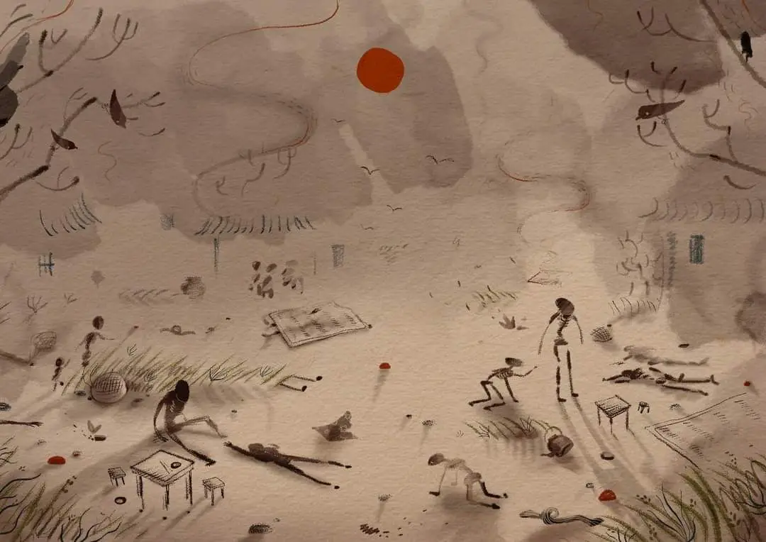 Minh hoạ truyện ngắn Vợ Nhặt... #art #illustration #illustrator #vietnam #Vonhat #dayxebo 