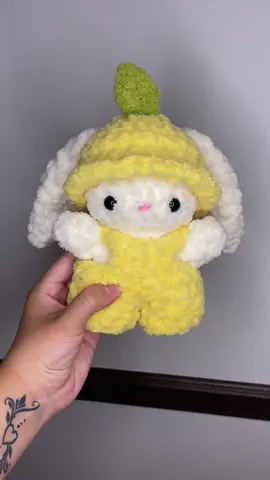 Pattern by me (available on etsy and ribblr) Plushie will be available in my restock July 2nd! #crochet #plushies #crochetersoftiktok #crochettiktok #SmallBusiness #amigurumi #stuffedanimals #handmade #bunny #lemon 