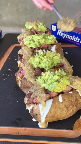 Carne Asada Loaded Baked Potatoes 
