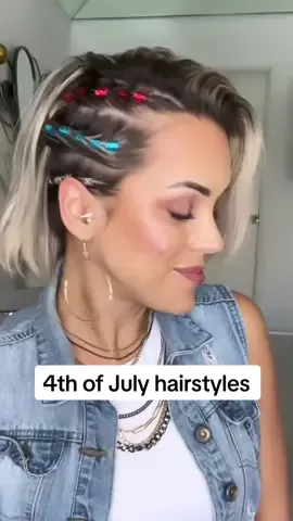 #hairtrends2023 #4thofjuly #4thofjulyhair #4thofjulyweekend #hairstyle #hairstyleideas #hairstyletutorial #shorthairstyles #bobhaircut #peinados #funhairstyles 