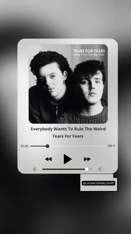 Hermosa 🎧♾️ #tearsforfears #everybodywantstoruletheworld #musica #rock #80s #80smusic #lacanciondeldia #foryoupage #fyp #parati #rockpop 