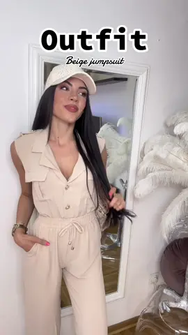 Outfit beige jumpsuit 🤍 #outfit #outfitideas #whattowear #beigejumpsuit #combination 
