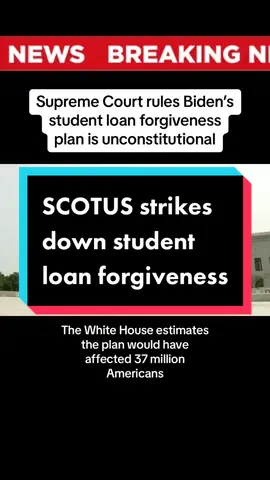 The Supreme Court has ruled against Biden’s student loan forgiveness plan in a 6-3 decision. #scotus #studentloans #studentloanforgiveness #education 