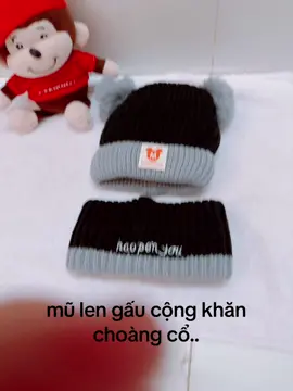 mũ len gấu khăn choàng cổ cgo bé yêu 1 đến 5 tuổi#mũ