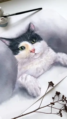 Watercolor cat portrait #watercolor #catportrait #watercolorpaint #watercolorportrait #petportrait 