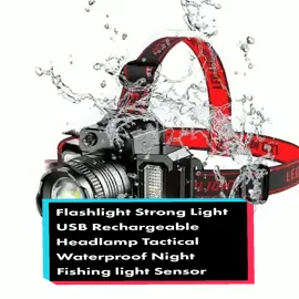 Flashlight Strong Light USB Rechargeable Headlamp Tactical Waterproof Night Fishing light Sensor Headlamp Multi-Function Head Torch lampu camping#flashlightchallenge #CapCut 