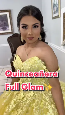 1st Quinceañera of July Love, love her dress gig - Hair & Makeup Artist in Lehigh Acres, FI 📲DM TO BOOK #vvsmakeup#hairandmakeup#lehighacresmua#quinceañera#quinceañeras#quince#quincedress#makeuptransformation#yellowquincdress#halfuphalfdownhairstyle