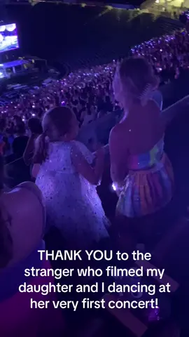 This video is now one of my most prized possessions. THANK YOU to the sweet stranger behind us for filming us! #taylorswift #erastour #firstconcert #fyp #littleswiftie #lavenderhaze