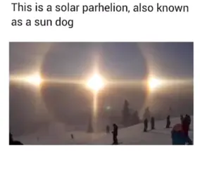 [FACT 42] - ✨🌤️ - This is a solar parhelion, also known as sun dog !  💡 Sun dog, also called mock sun or parhelion, atmospheric optical phenomenon appearing in the sky as luminous spots 22° on each side of the Sun and at the same elevation as the Sun. Usually, the edges closest to the Sun will appear reddish. 🧬🦠 Do you want to discover more ?  #Science #earth #bigbang #knowledge #power #foryou #foryou #intelligence #smart #kabolascience #foryoupage #sun #sky #parhelion #sundog 