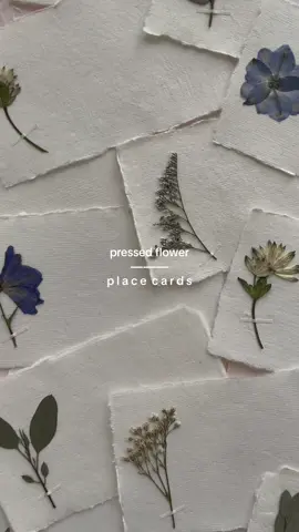 adorned with little pieces of tape so they feel like they were plucked from the pages of an antique book 🥀 #weddingtiktok #placecards #pressedflowers 