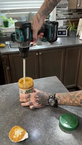 Mixing up some peanut butter with a Makita Drill #construction #food