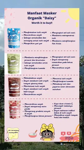 masker organik versi daisy nih girlss #maskerorganik #maskerdaisy #maskerviral #skincare 