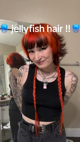 hair tutorial jellyfish hair 🪼🪼🪼 put in my extensions with me  !!  #hairtutorial #jellyfishhaircut #grwm #hairextensions #dayinmylife #alttiktok #altstylist #sanjosehairstylist #althair #vividhair #orangehair #dangerjonescreative #k18 #Vlog #fypシ 