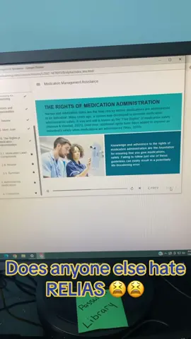The 1 thing i hate doing is RELIAS ! Why cant i skip thru this and just keep failing the test til i pass #korenidope #work #relias #training #cna #qma #nurse #healthcare #employee 