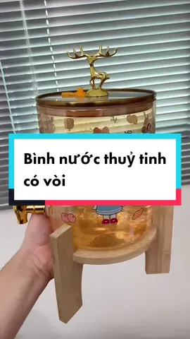 Bình nước thuỷ tinh có vòi, nắp hình hươu. Đồ dùng cần thiết trong nhà mùa hè #binhnuocthuytinh #binhnuoccovoi #giadung #nobimart #dcgr 