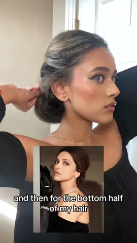 Replying to @kneehahahaha #DeepikaPadukone’s Oscar 2023 hair bun (aka the easiest hairstyle!)  Watch till the end for the results 🙊 #deepikapadukonefan #deepikapadukonerecreation #bollywood #oscars2023 #browntok #desitok #achadinhosrenner #easyhairstyles #easybuntutorial 